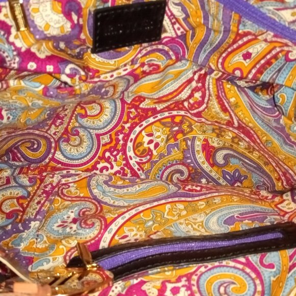 PINK AND BLACK IRIS TYLER ROOMY DOUBLE-SIDED WOMANS LEATHER HANDBAG - Picture 6 of 13